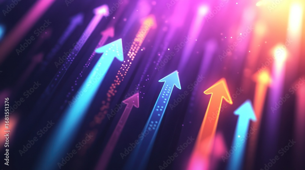 custom made wallpaper toronto digitalAbstract upward trend graphic, vibrant colorful arrows, digital background, business concept, stock image
