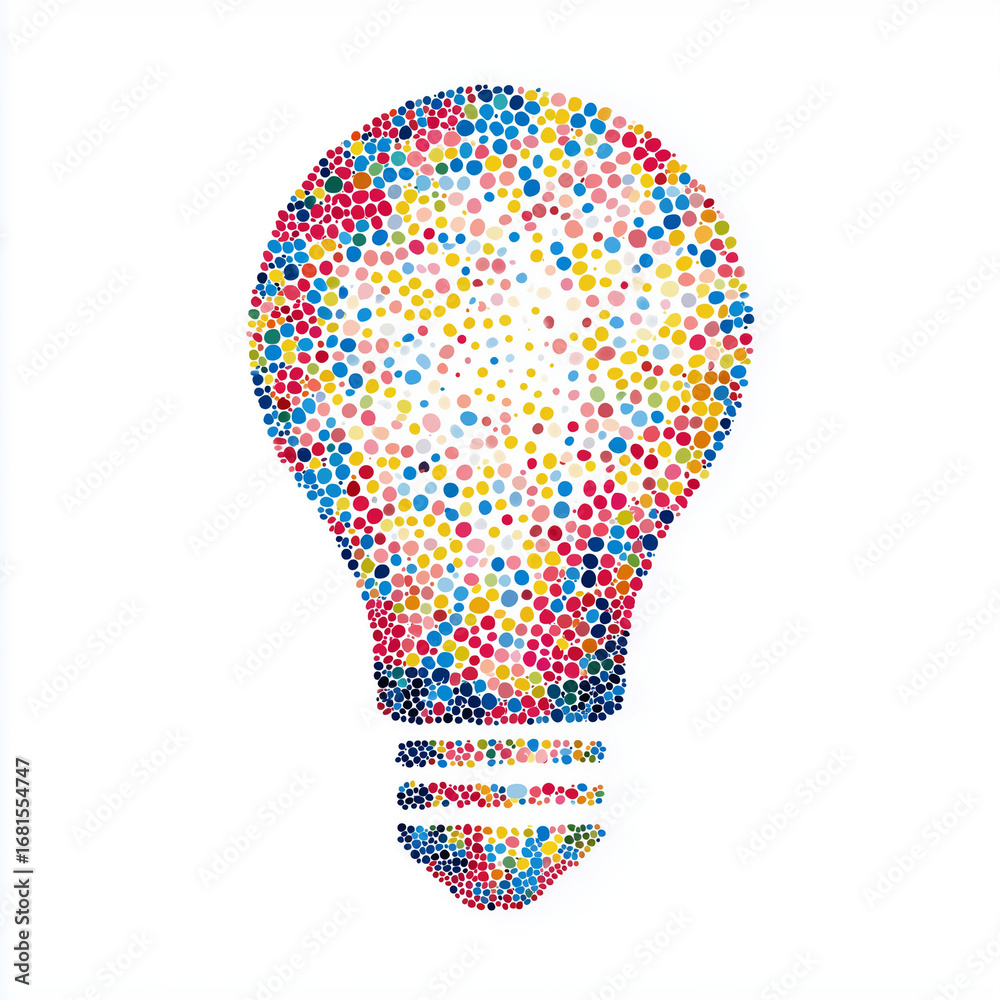 Fototapeta premium Colorful Dotted Minimal Light Bulb