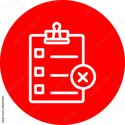 Task Missed Vector Line White Circle Red Icon Design
