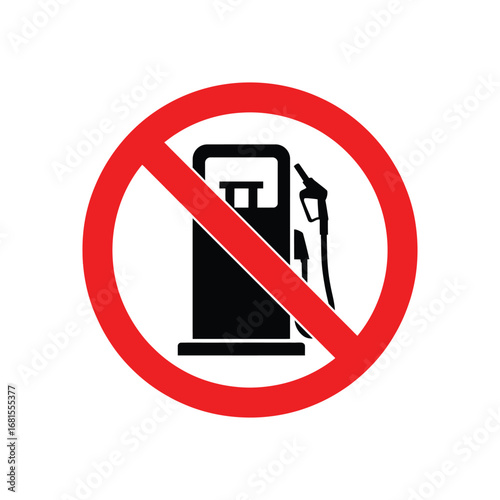 No fueling allowed sign showing a gas pump with a red circle and slash