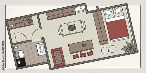 3D render of a modern house, a residential building with a contemporary design and a unique architectural structure