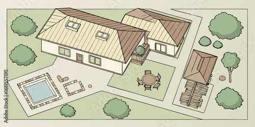 Seamless vector illustration of a city map with houses and buildings, representing the concept of real estate business and home finance