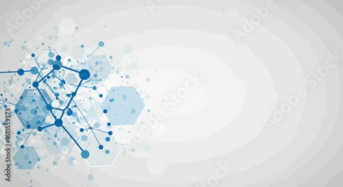 Abstract technological background with molecular structure and hexagonal shapes design