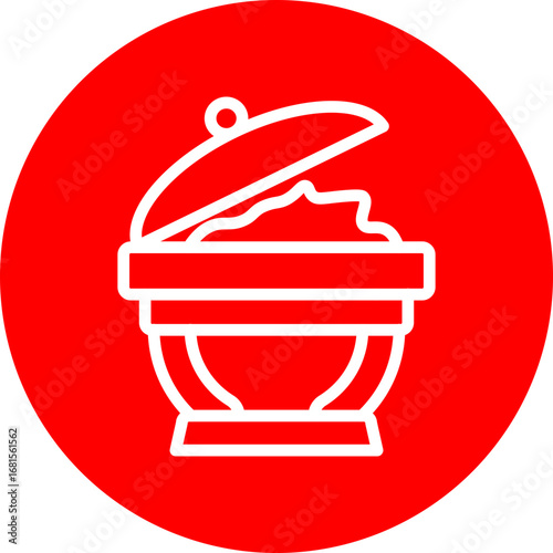 Buffet Vector Line White Circle Red Icon Design