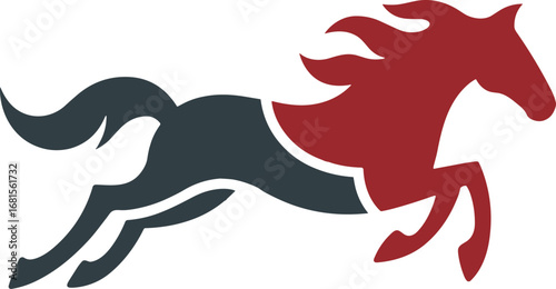 Abstract Horse Silhouette in Two Colors on Transparent Background Art