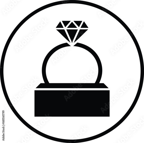 Diamond Ring on Display Stand Silhouette Against Transparent Backdrop