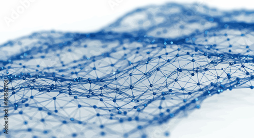 Abstract polygonal space low poly dark blue background with connecting dots