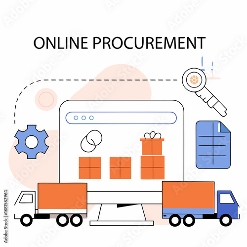 Global B2B Online Procurement Platform for Logistics and Transportation Services – Flat Vector Illustration
