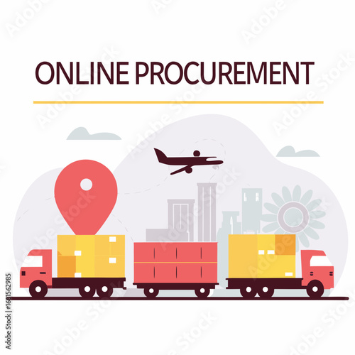 Global B2B Online Procurement Platform for Logistics and Transportation Services – Flat Vector Illustration
