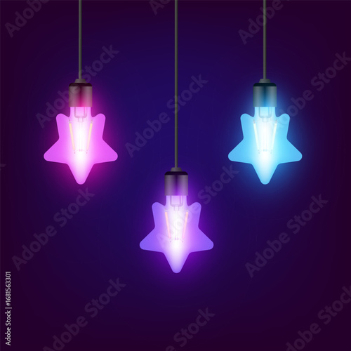 Light bulb in the shape of a star. Christmas lights. Vector clipart