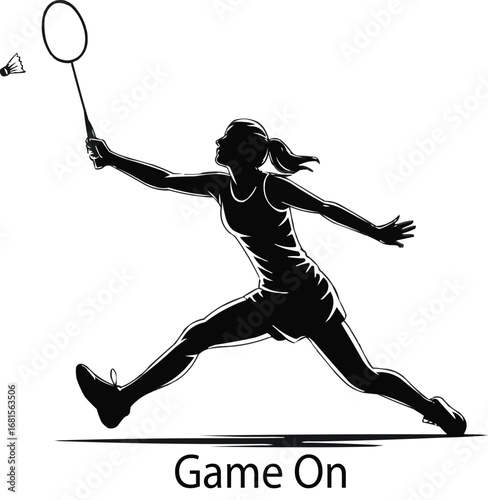 Dynamic Badminton Silhouette Collection  Athletic Woman in Court Action