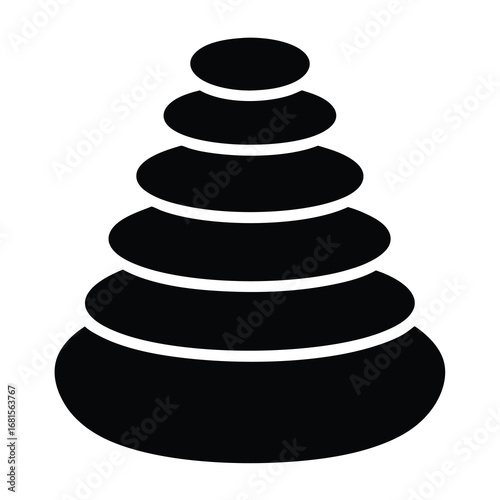 Monochrome illustration of a stacking rocks or stones in a zen style