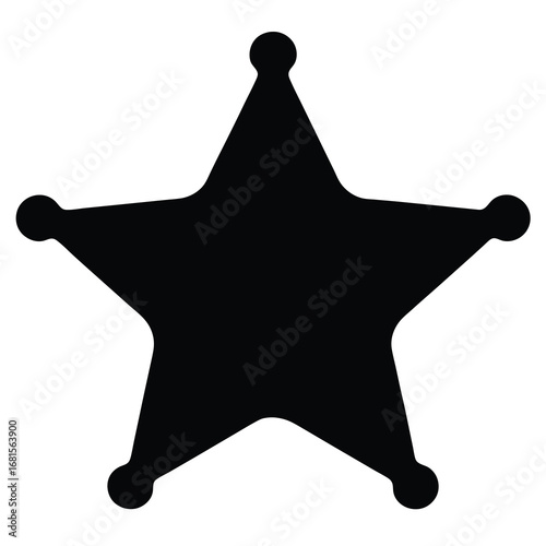 Black sheriff star badge in silhouette against white background for law enforcement
