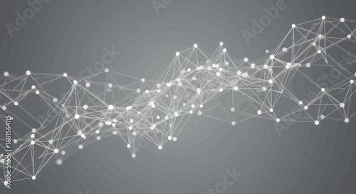 Abstract polygonal background with connecting dots and lines on gray surface