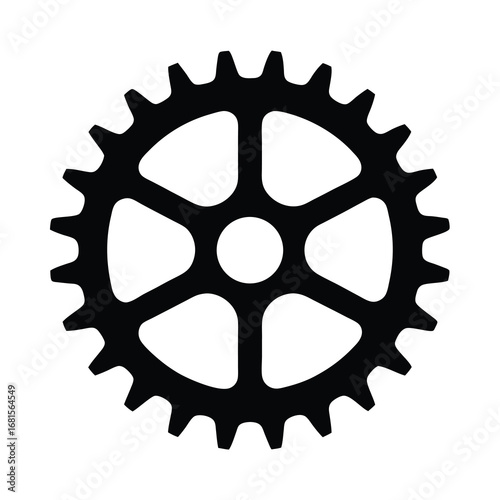 Silhouette of a gear with multiple teeth and a hollow center