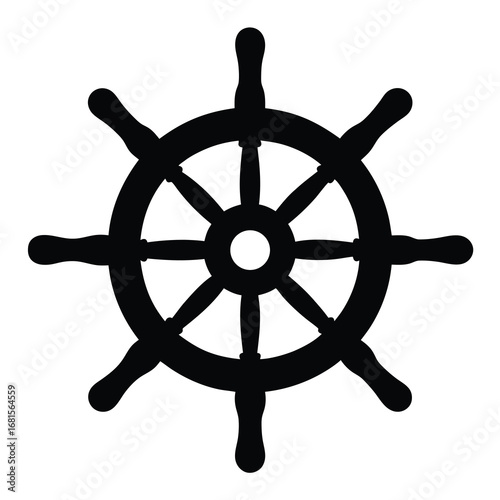 Sailing Ahead A Bold Black and White Rudder of Maritime Navigation