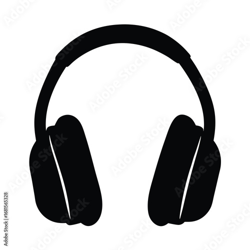 Black and white headphones silhouette image for music listening and enjoyment
