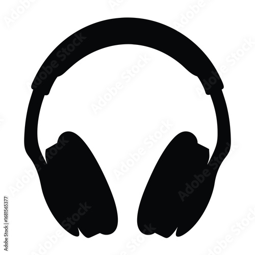 Black Silhouette Image of Over Ear Headphones, a Music Listening Device