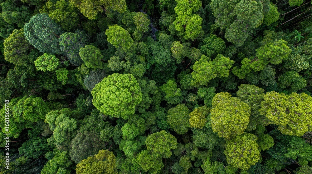 Naklejka premium Lush green forest canopy