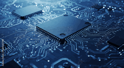 Intricate blue circuit board showcasing technology and interconnectivity