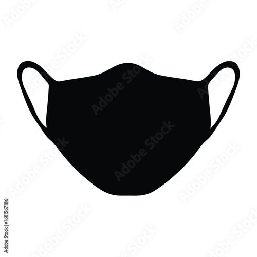Protective black face mask silhouette to prevent the spread of viruses