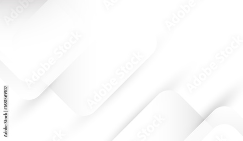 A clean, modern white background showcases abstract geometric shapes with subtle shadows and rounded corners, offering a minimalist design ideal for contemporary presentations and digital layouts