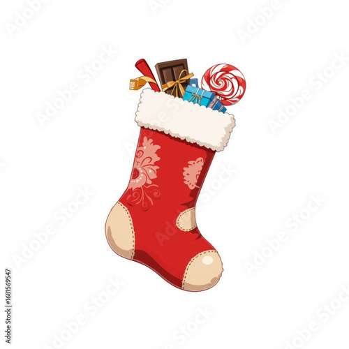 Vector illustration of red socks with Christmas theme
