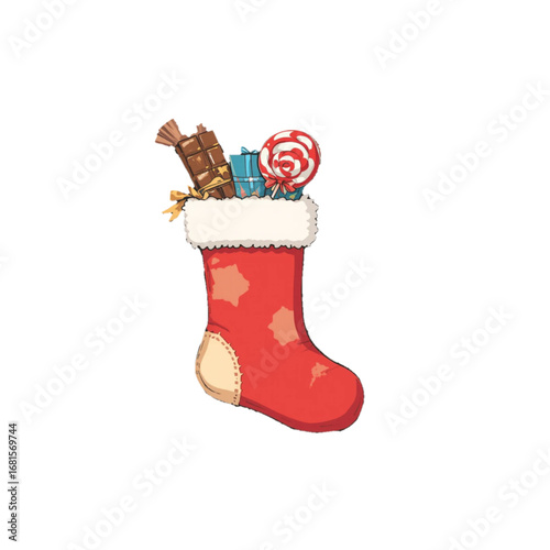 Vector illustration of red socks with Christmas theme