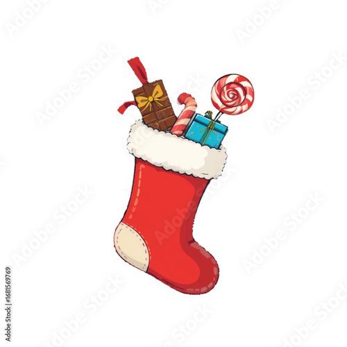 Vector illustration of red socks with Christmas theme