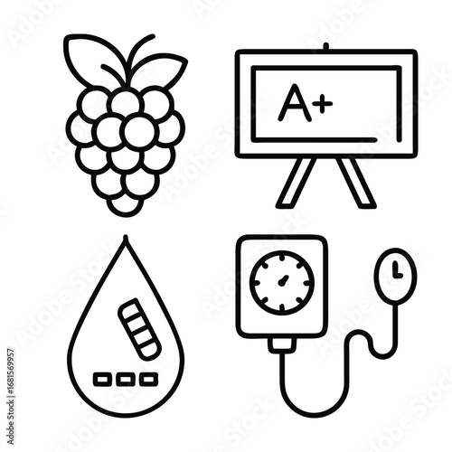 Grapes blackboard blood drop sphygmomanometer fruit