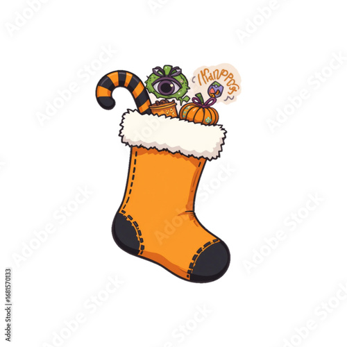 Vector illustration of orange socks with a Halloween theme 