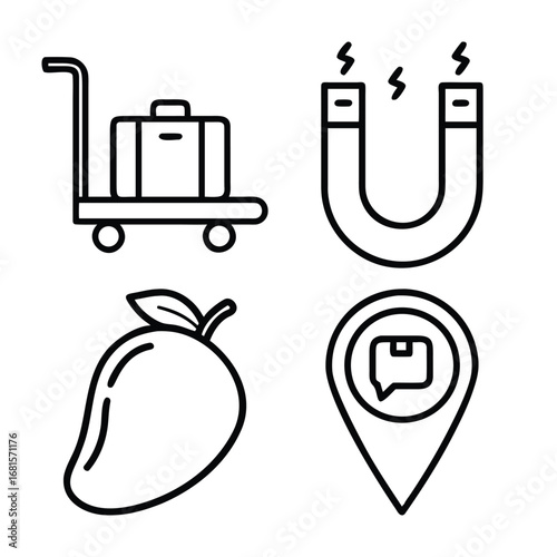 Luggage cart magnet mango location pin suitcase wheels
