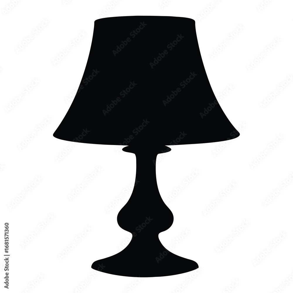 Obraz premium Silhouette of a table lamp with a fancy base and lampshade
