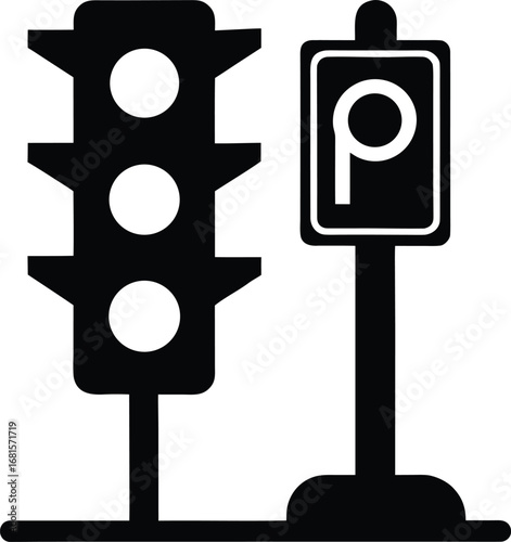 Traffic lights icon set. Regulate the movement of cars illustration symbol. semaphore vector