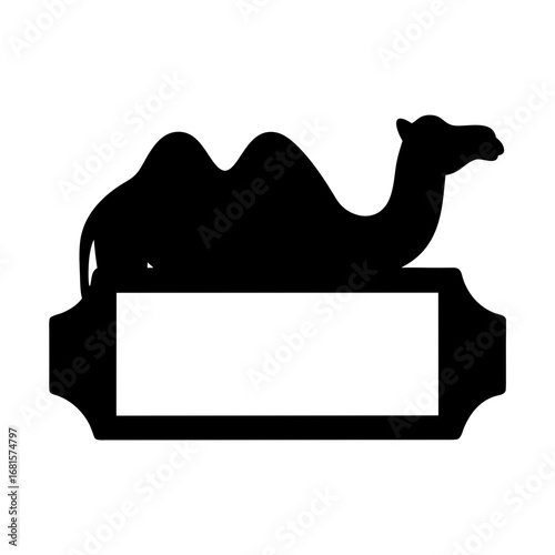 Camel with empty frame silhouette for text or design