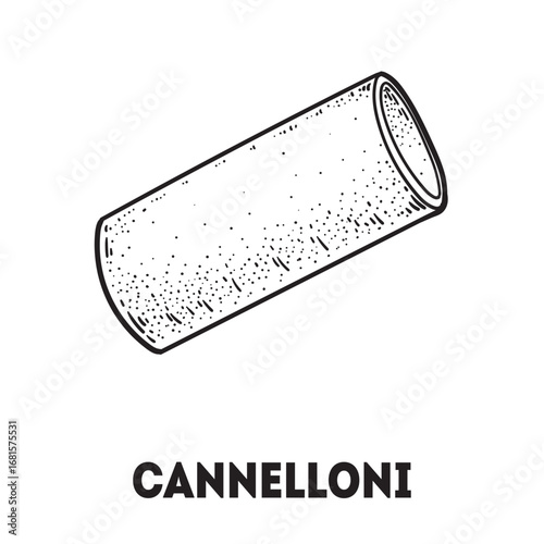 Pasta cannelloni sketch. Italian food. Hand drawn vector illustration. Cannelloni pasta Engraved style. Detailed black and white illustration.