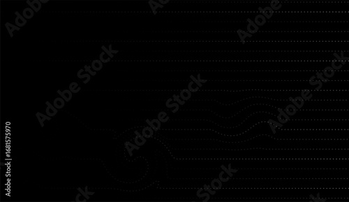 A subtle and intriguing graphic design features a black backdrop with delicate, dotted horizontal lines that gently curve, creating a minimalist and modern aesthetic backdrop