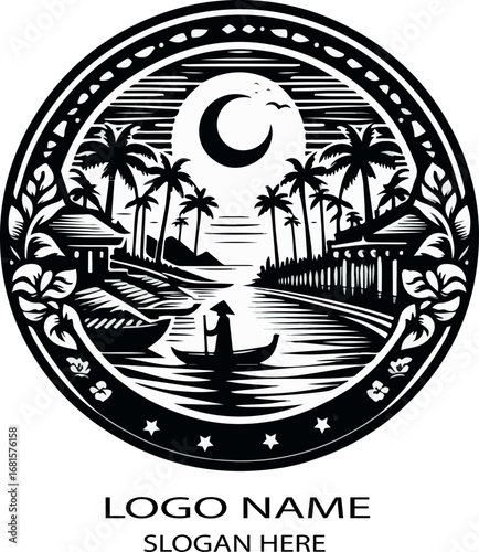 Hoi an vietnam logo icon vector white background .