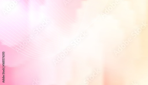 This image showcases a light, airy background featuring blended gradients of pink, white, and pale yellow hues along with faint, curved white lines adding a subtle texture