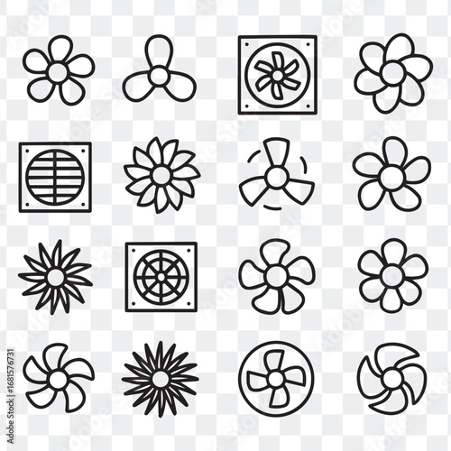 Minimalist Fan  Line Art Icon Set