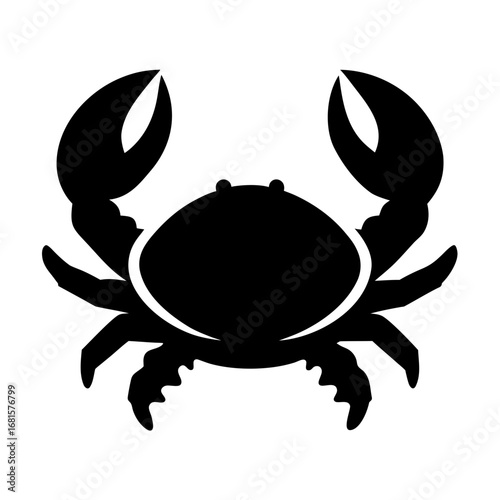 Black crab silhouette with claws raised and legs spread silhouette