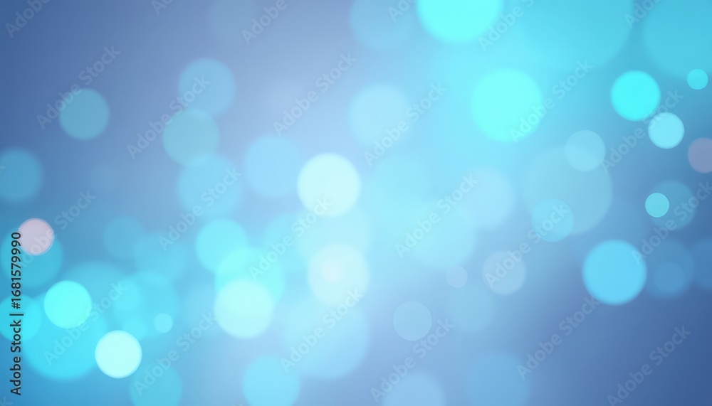 Fototapeta premium Serene teal gradient with blurred, soft light spots of various sizes arranged across the canvas, evoking a calm and gentle feeling