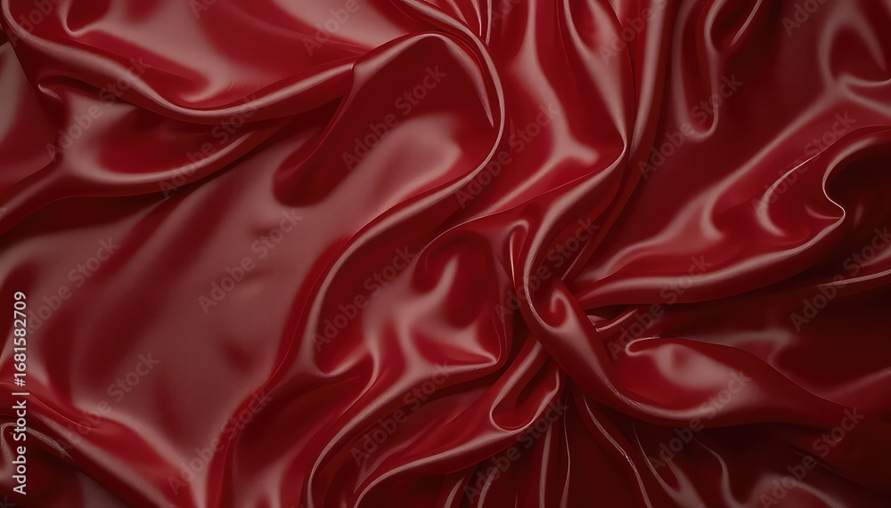 Obraz premium Elegant crimson textile with flowing waves, shimmering and draped softly creating a luxurious and captivating background texture