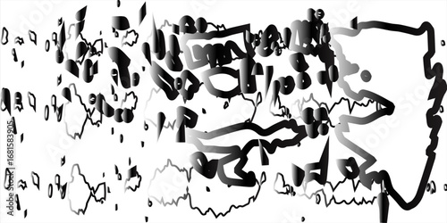 Set of black grunge hand drawn arrows isolated on white. Vector illustrationt on black background. school and education conceptnd with noise waves. Hacked computer and technical problem. 3D rendering.