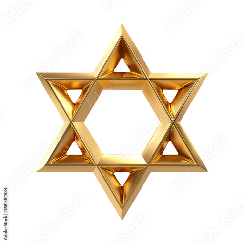 Golden star of david symbol iconic religious and cultural emblem of judaism spiritual and heritage representation transparent background