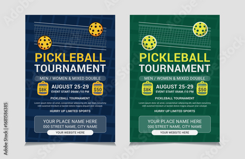 Pickleball Tournament Flyer Templates, vector illustration eps 10
