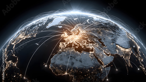 Global communication network concept, hub and spoke