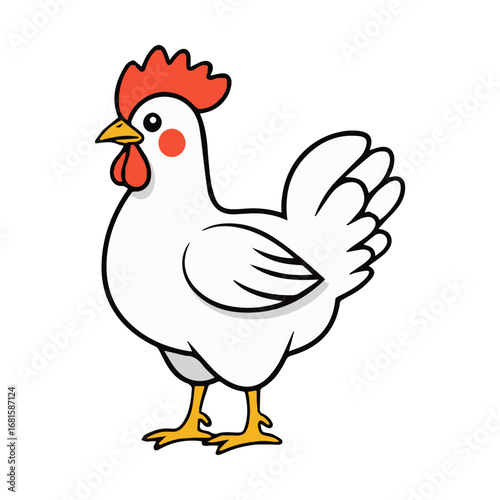 Cartoon Hen Vector Illustration .