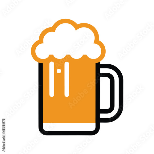 Beer mug with foam on top flat illustration