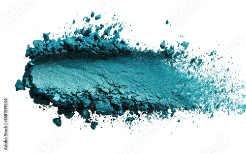 Teal cosmetic powder smudge on black